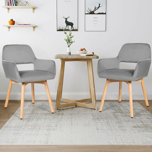 2 Pieces Retro Styled Velvet Chairs-Grey