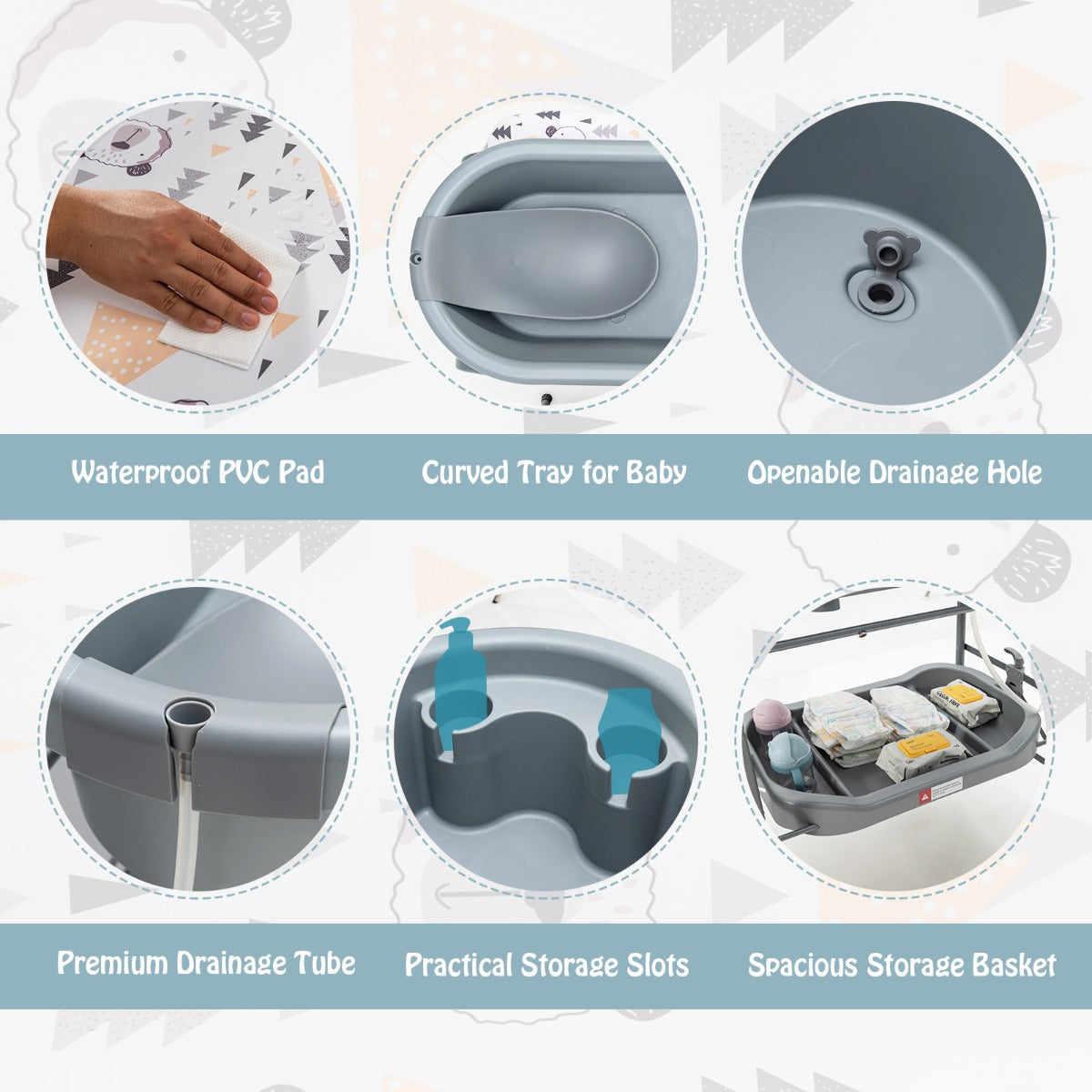 2-in-1 Baby Change Table with Bath Tub