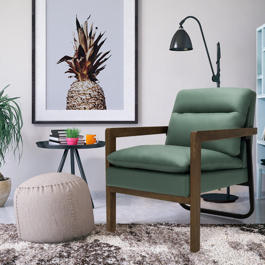 Accent Upholstered Armchair with Padded Backrest and Seat Cushion-Green