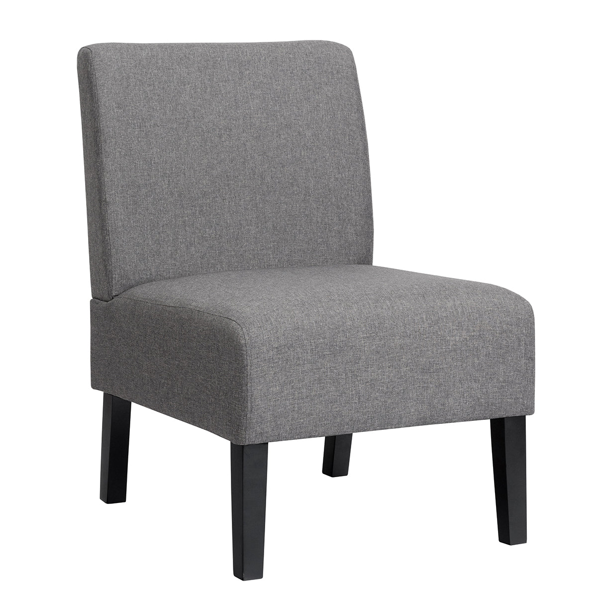 Armless Accent Chair with Curved Backrest for  Living Room & Bedroom-Gray