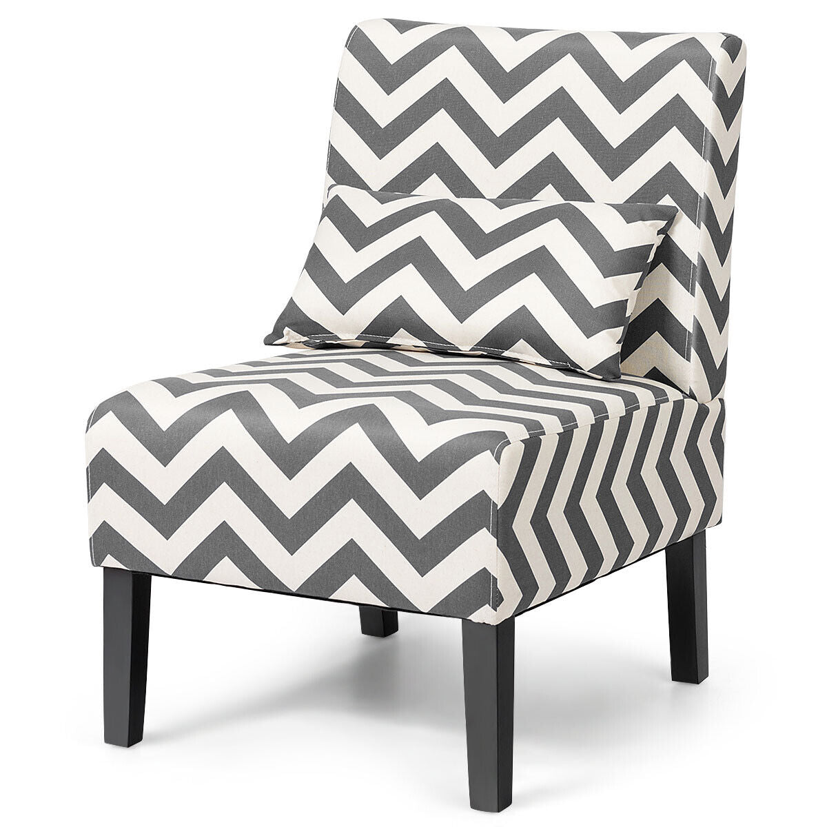 Upholstered Linen Fabric Armless Accent Chair with Pillow for Home Office-Grey
