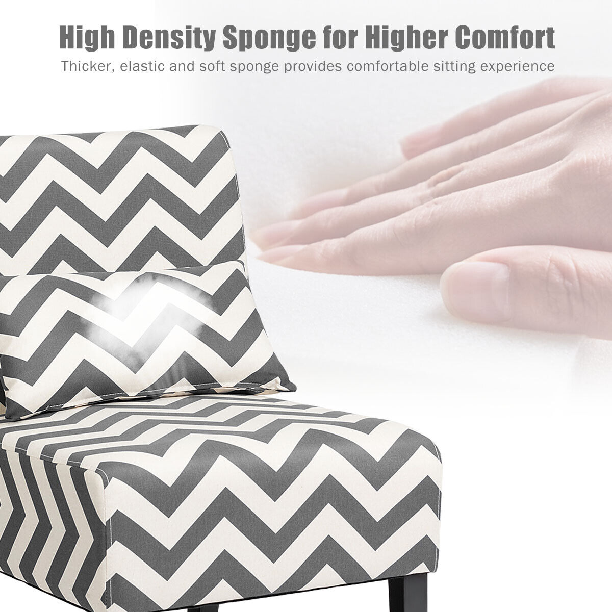 Upholstered Linen Fabric Armless Accent Chair with Pillow for Home Office-Grey
