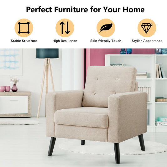 Modern Upholstered Accent Sofa Chair for Living Room-Beige