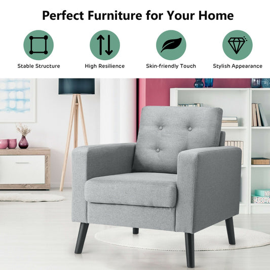 Modern Upholstered Accent Sofa Chair for Living Room-Grey