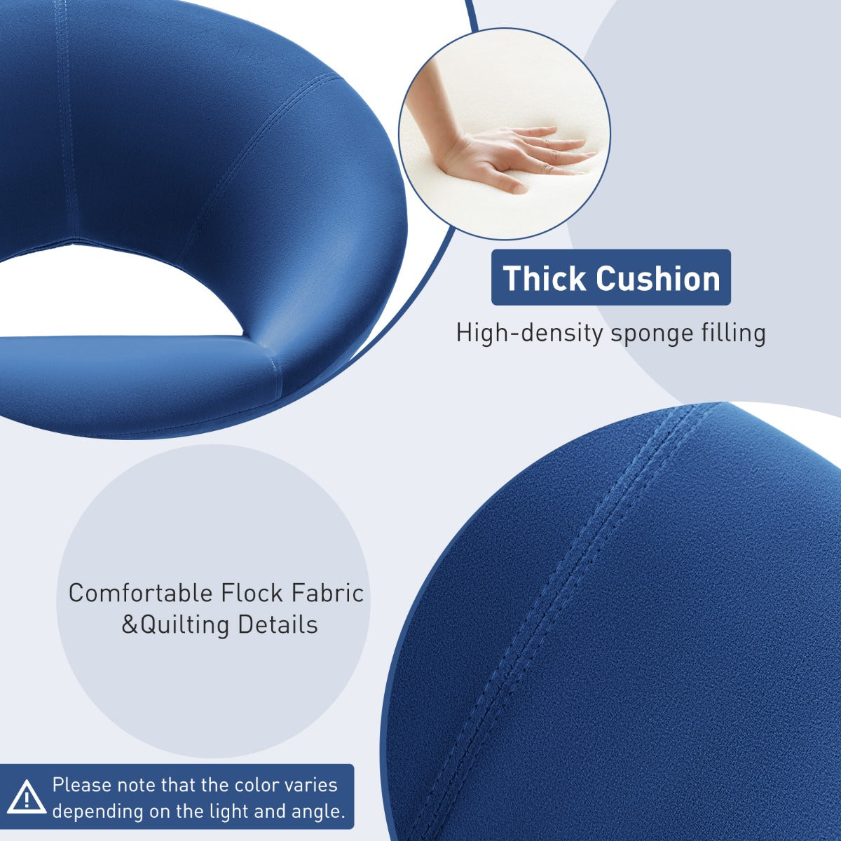 360° Swivel Velvet Accent Chair for Living Room, Bedroom and Office-Blue