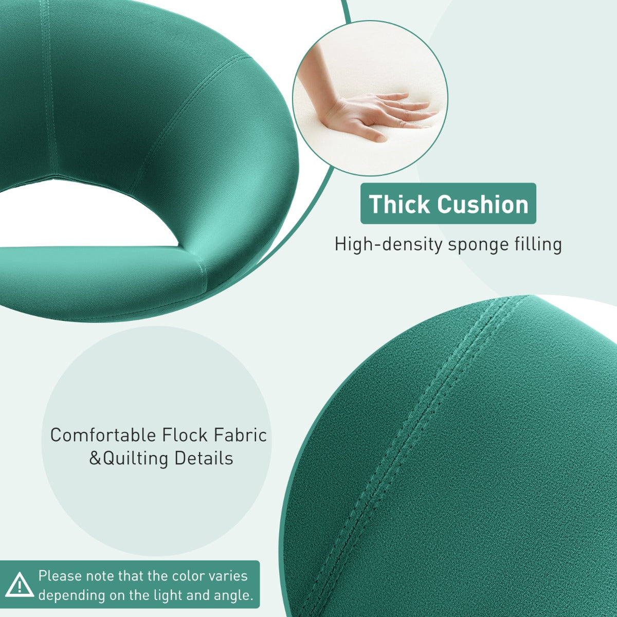 360° Swivel Velvet Accent Chair for Living Room, Bedroom and Office-Green