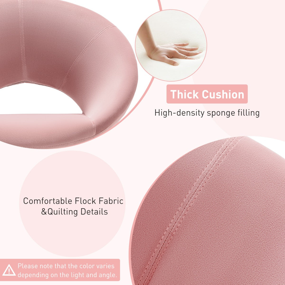 360° Swivel Velvet Accent Chair for Living Room, Bedroom and Office-Pink