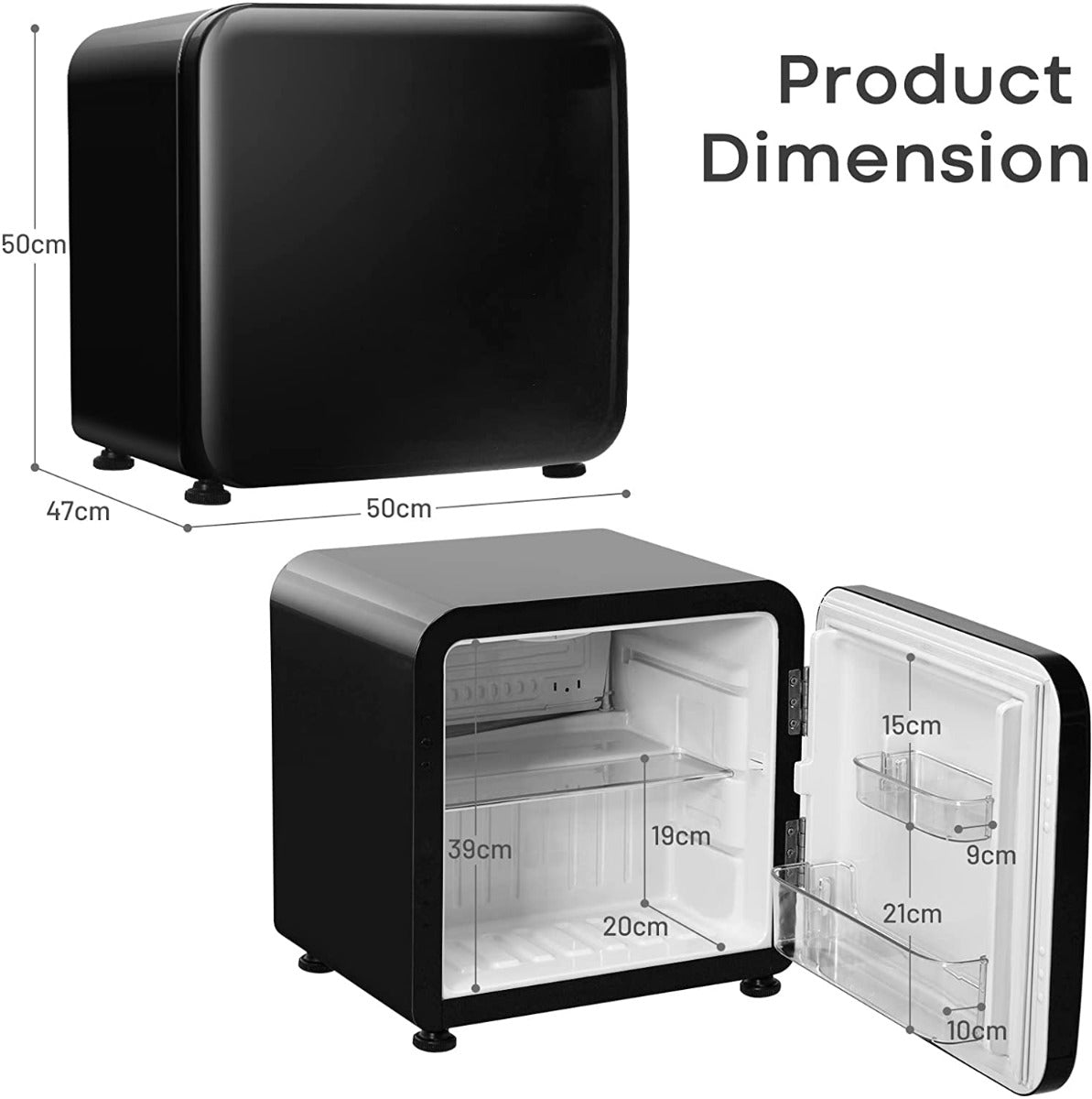 0~10â„ƒ Compact Refrigerator with Reversible Door for Dorm Apartment-Black