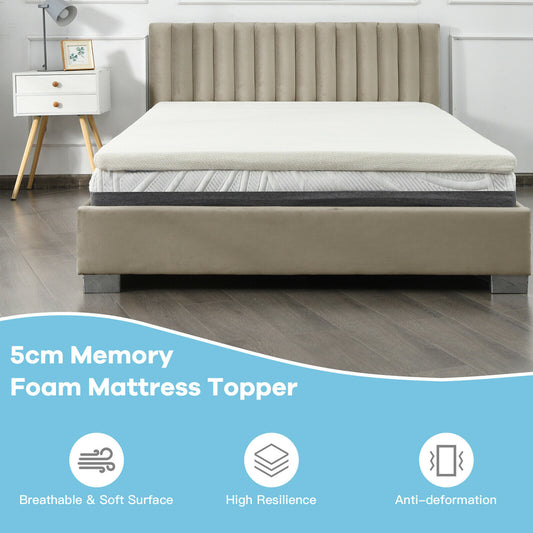 Memory Foam and Pressure Relief Mattress Topper with Washable Cover-Size 2