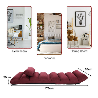 Folding Floor Sofa Chair / Ergonomic Floor Cushion-Wine