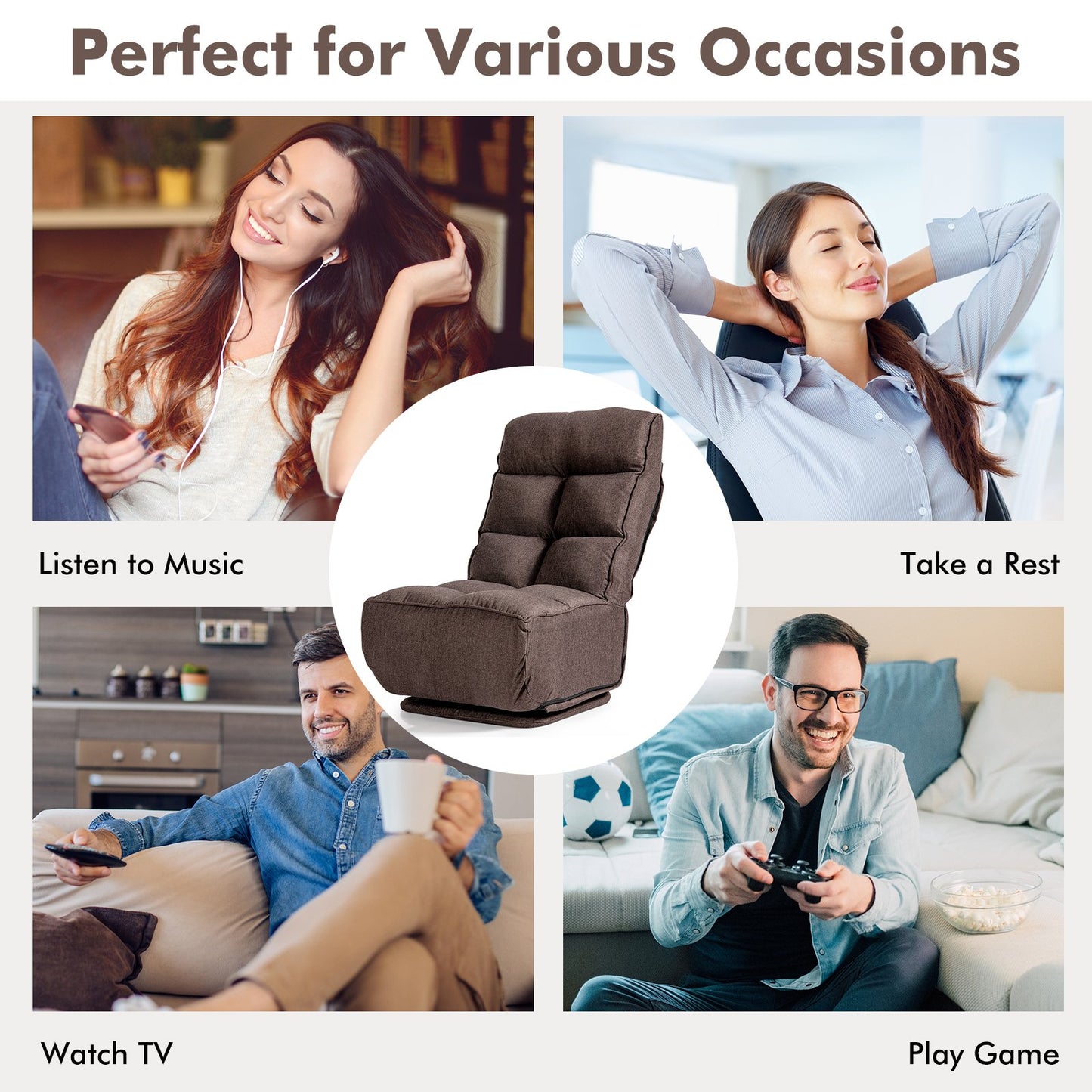Folding Floor Gaming Chair with 6 Adjustable Positions