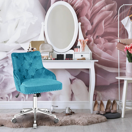 Adjustable 360Â° Swivel Accent Armchair-Turquoise