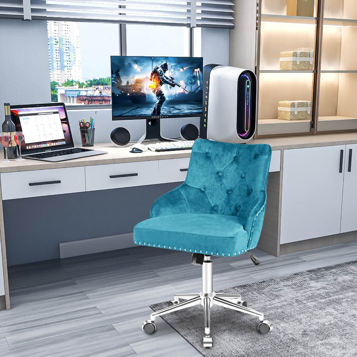 Adjustable 360Â° Swivel Accent Armchair-Turquoise