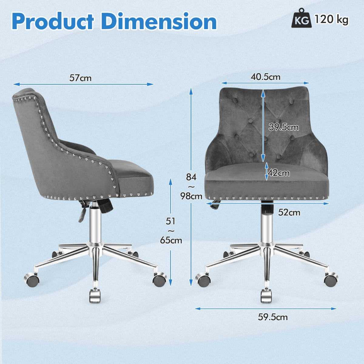 Adjustable 360Â° Swivel Accent Armchair-Grey
