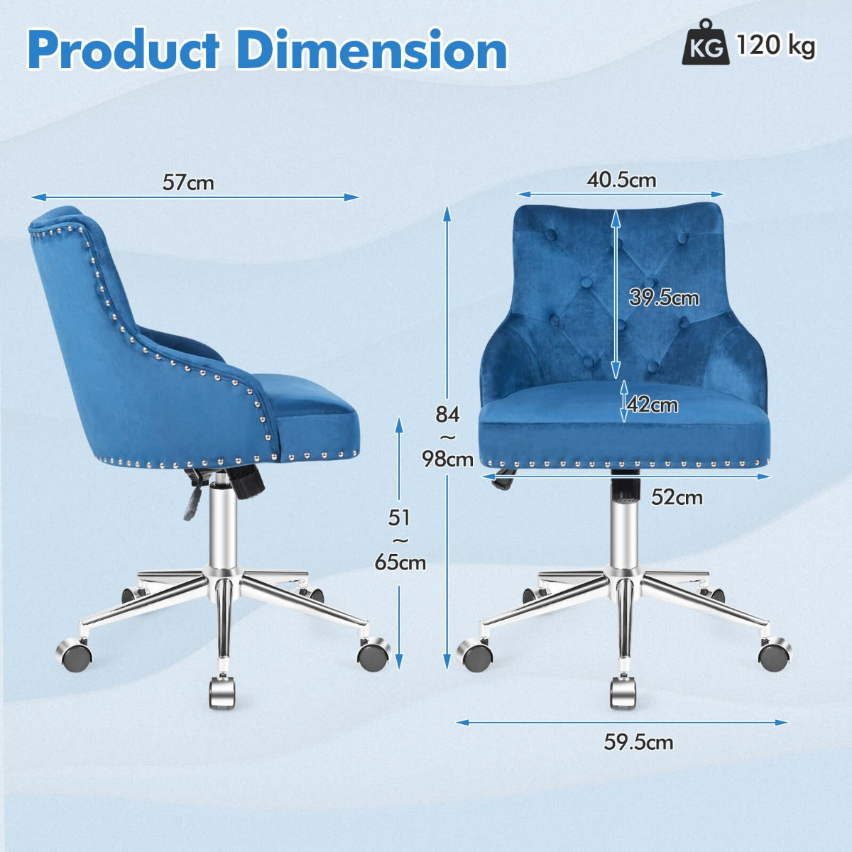 Adjustable 360Â° Swivel Accent Armchair-Blue