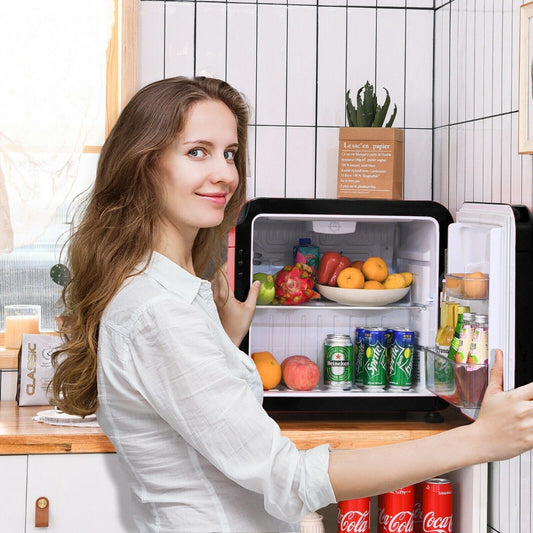 0~10â„ƒ Compact Refrigerator with Reversible Door for Dorm Apartment-Black
