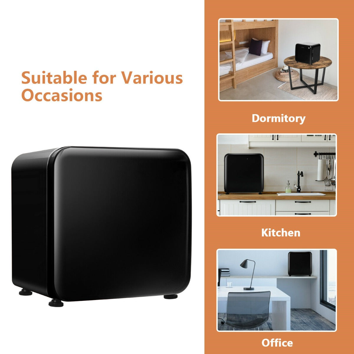 0~10â„ƒ Compact Refrigerator with Reversible Door for Dorm Apartment-Black