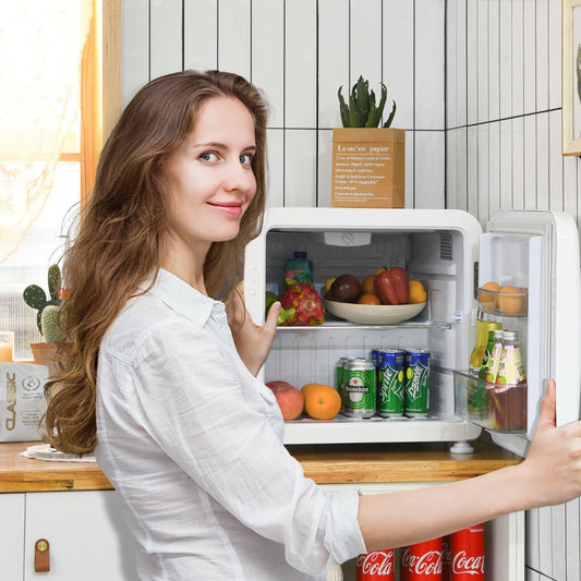 0~10â„ƒ Compact Refrigerator with Reversible Door for Dorm Apartment-White