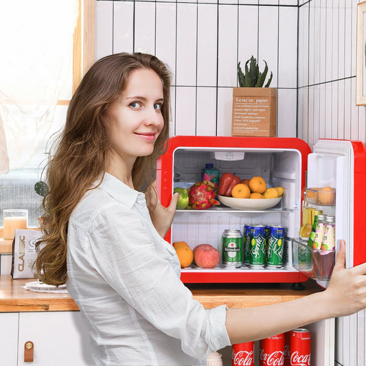 0~10â„ƒ Compact Refrigerator with Reversible Door for Dorm Apartment-Red