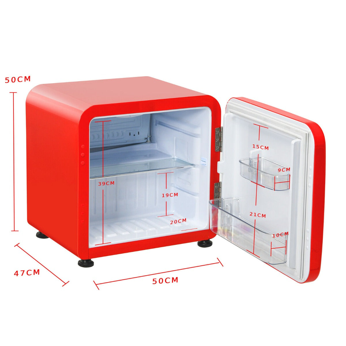 0~10â„ƒ Compact Refrigerator with Reversible Door for Dorm Apartment-Red