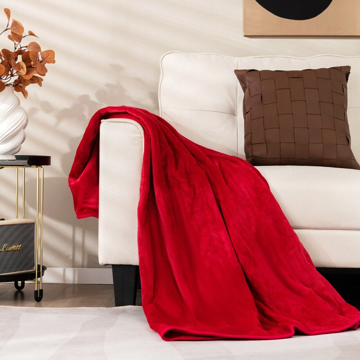 160 x 130 CM Electric Heated Throw Blanket with 10 Heat Settings-Red