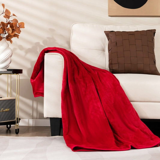 160 x 130 CM Electric Heated Throw Blanket with 10 Heat Settings-Red