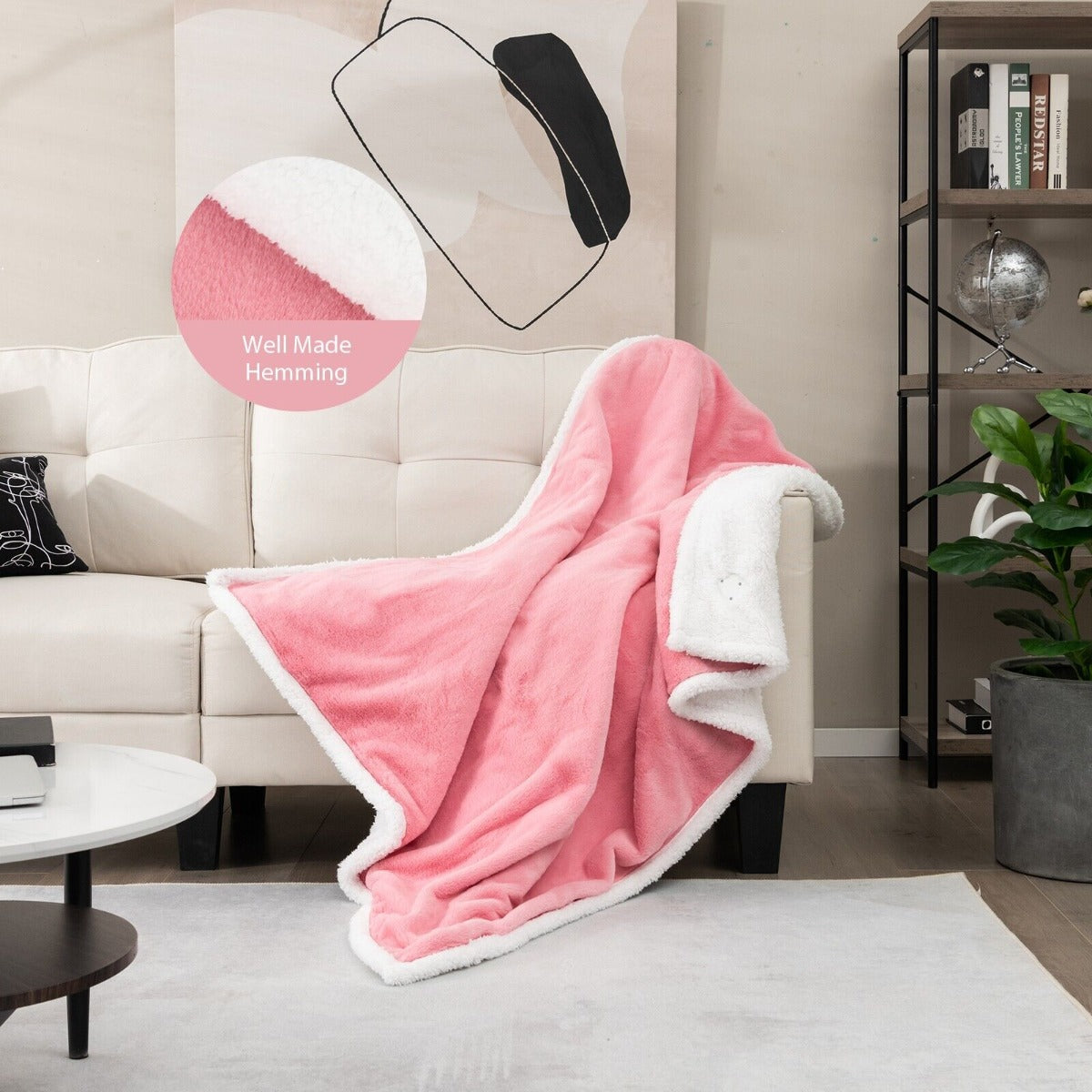 154 x 130 CM Reversible Electric Heated Blanket with 10 Heat Settings-Pink