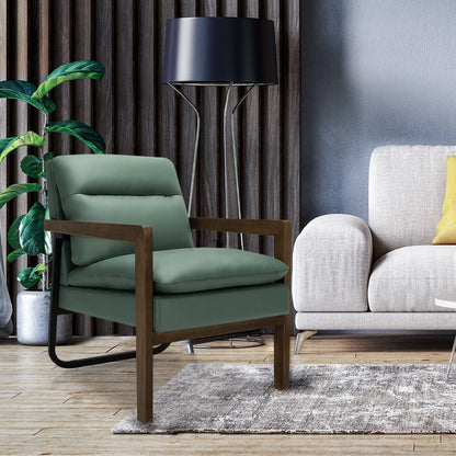 Accent Upholstered Armchair with Padded Backrest and Seat Cushion-Green