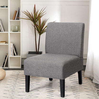 Armless Accent Chair with Curved Backrest for  Living Room &amp; Bedroom-Gray
