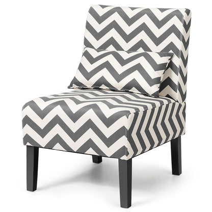 Upholstered Linen Fabric Armless Accent Chair with Pillow for Home Office-Grey