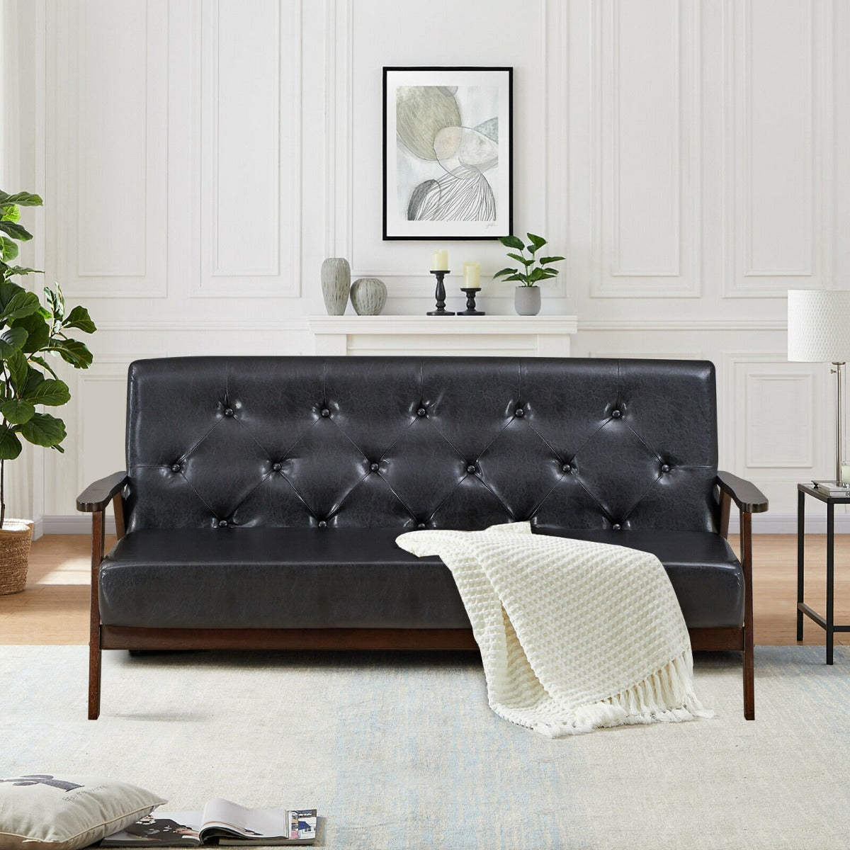Single/3-Seater Accent PU Leather Sofa Chair for Living Room-Size 2