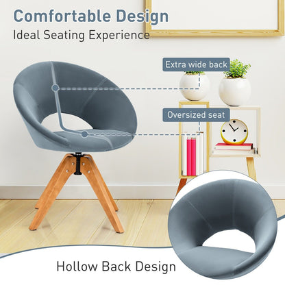 360Â° Swivel Velvet Accent Chair for Living Room, Bedroom and Office-Grey
