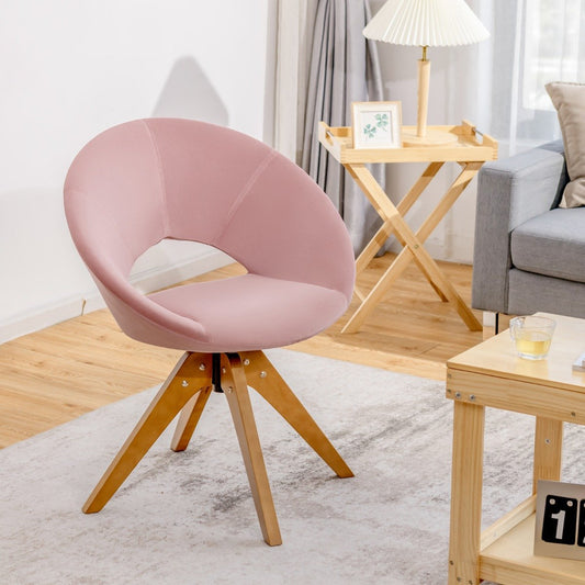 360Â° Swivel Velvet Accent Chair for Living Room, Bedroom and Office-Pink