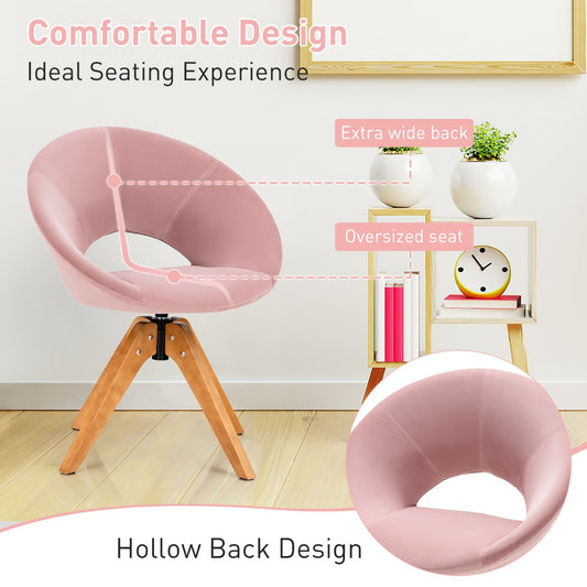 360Â° Swivel Velvet Accent Chair for Living Room, Bedroom and Office-Pink